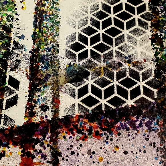 HANDCRAFTED Abstract Painting HANDPAINTED Wall Art Decor Cubism Black White - Picture 4 of 17